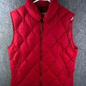 Eddie Bauer Down Fill Vest Red Full Zip Quilted Puffer Sleeveless XL Unisex